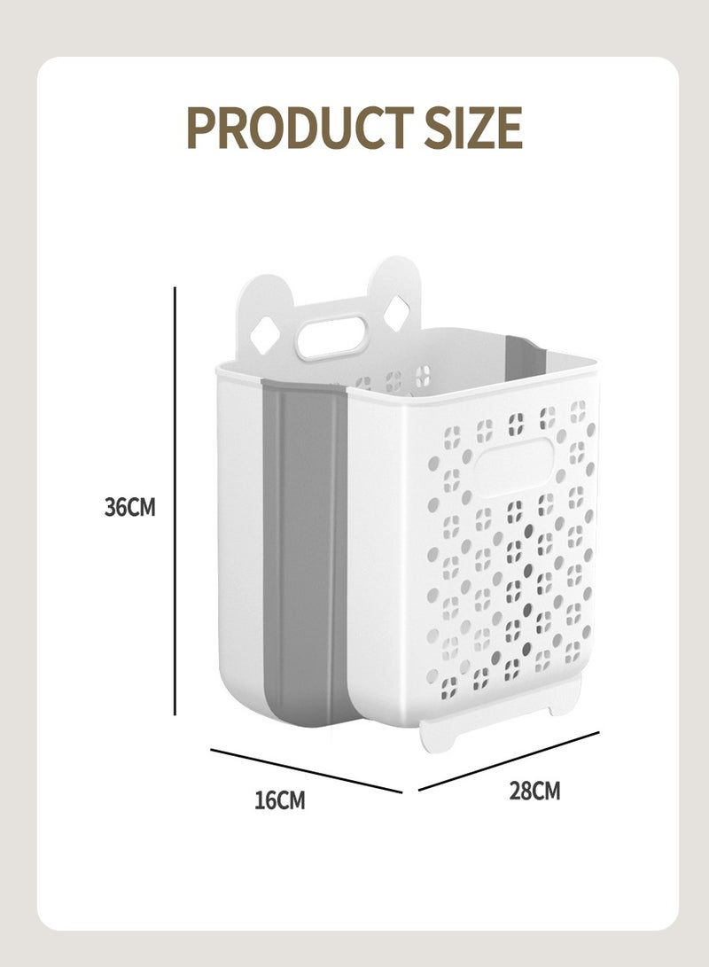 BEIRUI Wall Mounted Dirty Laundry Basket, Foldable Storage Basket Laundry Basket with Carry Handle, Waterproof Storage Basket for Clothes, Toys, Sundries, etc 36*16*28cm - Image 3