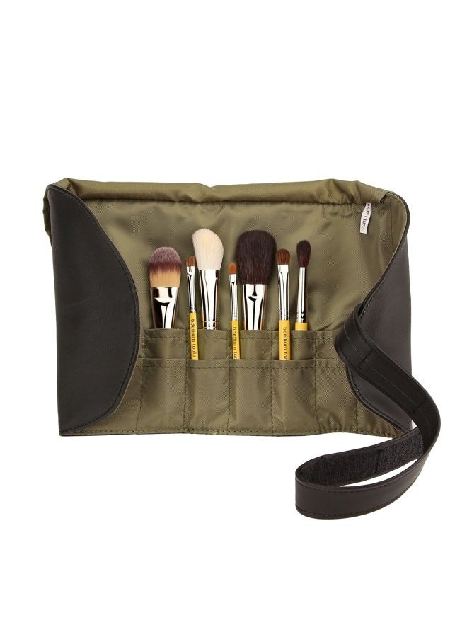 Bdellium Tools Professional Makeup Travel Line Basic 7pc. Brush Set with Roll-Up Pouch - Image 3