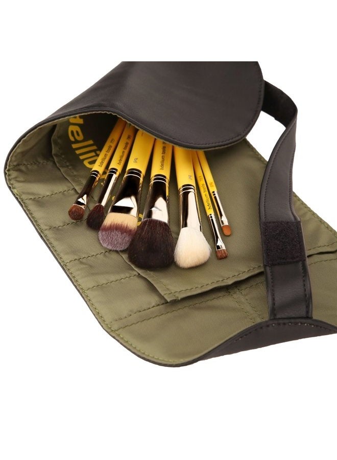 Bdellium Tools Professional Makeup Travel Line Basic 7pc. Brush Set with Roll-Up Pouch - Image 5