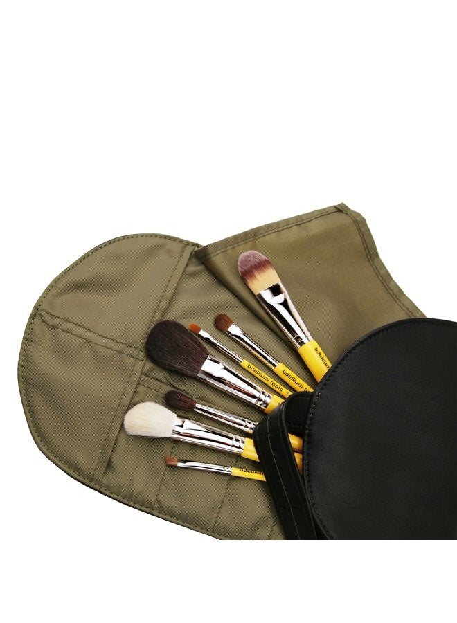 Bdellium Tools Professional Makeup Travel Line Basic 7pc. Brush Set with Roll-Up Pouch - Image 4