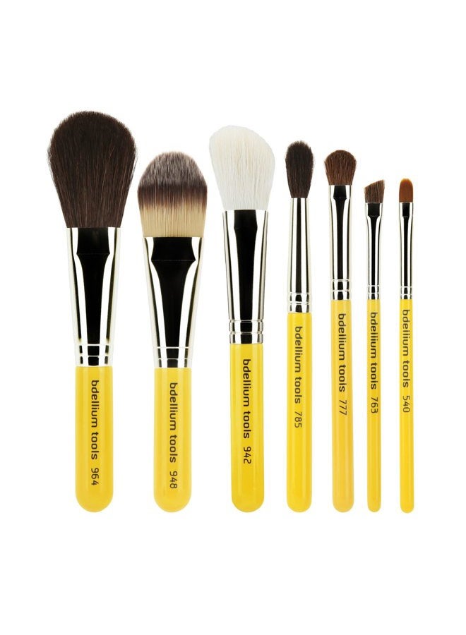 Bdellium Tools Professional Makeup Travel Line Basic 7pc. Brush Set with Roll-Up Pouch - Image 2