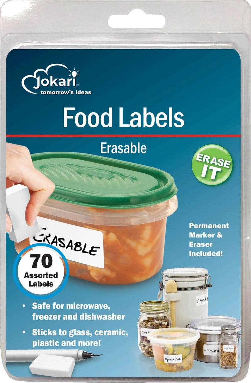Jokari Label Once Erasable Food Labels with Markers - Image 1