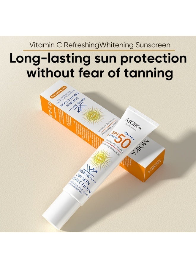 MOIKA SPF50PA++++ Vitamin C RefreshingWhitening Sunscreen，24HSKINPROTECTION，SENSITMEREACTME SKINWAIERRESISTANT，SENSITIVE REACTIVE SKINWATER RESISTANT - Image 4