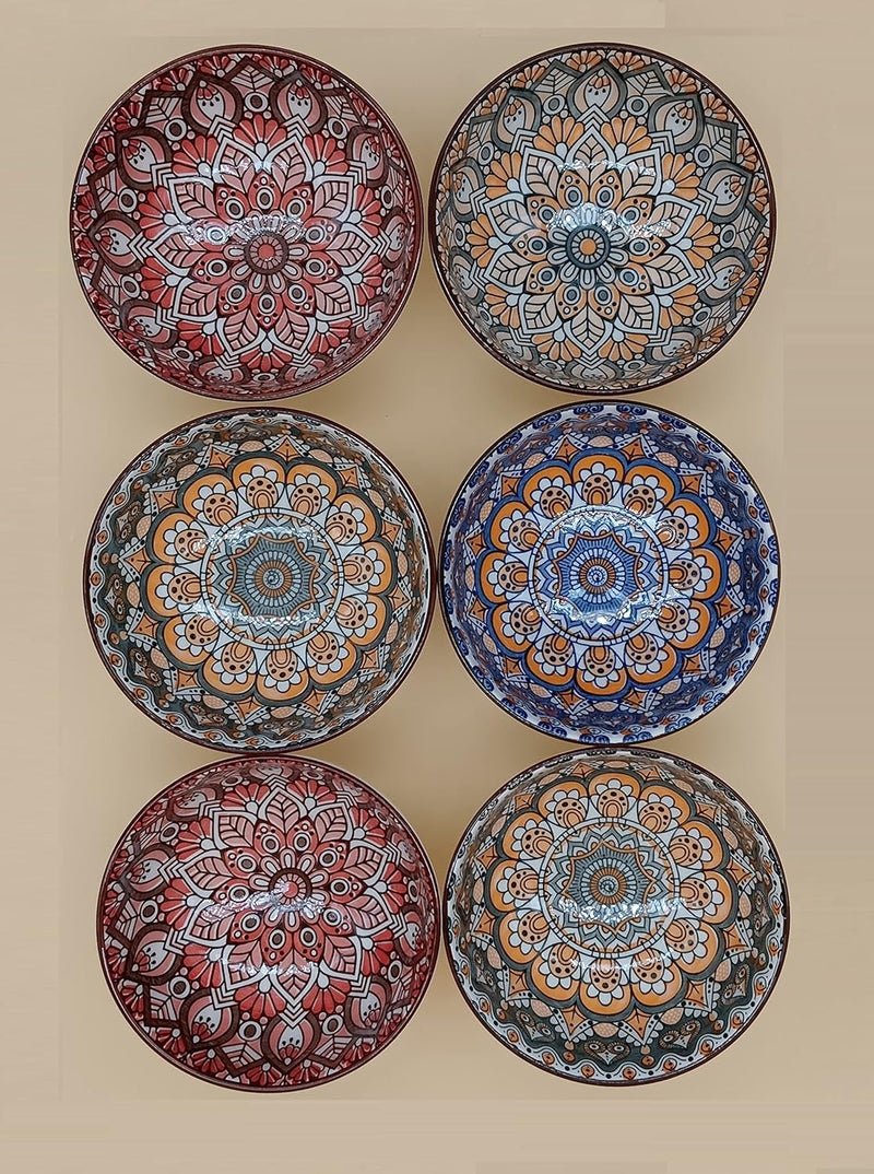 P Plus Fire Ceramic Cereal Bowls Set for Pasta Salad Cereal Soup Microwave Dishwasher Safe Pack of 6 - Image 1