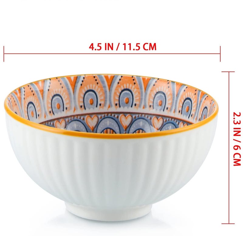 P Plus Fire Ceramic Cereal Bowls Set for Pasta Salad Cereal Soup Microwave Dishwasher Safe Pack of 6 - Image 2