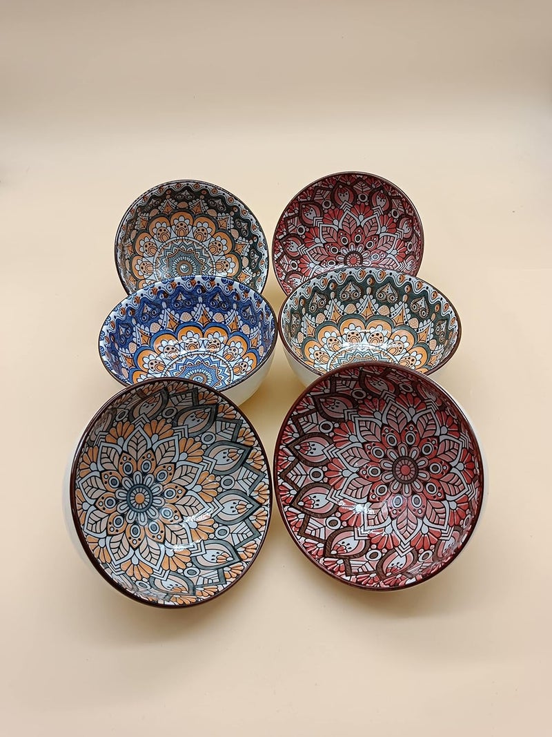 P Plus Fire Ceramic Cereal Bowls Set for Pasta Salad Cereal Soup Microwave Dishwasher Safe Pack of 6 - Image 5