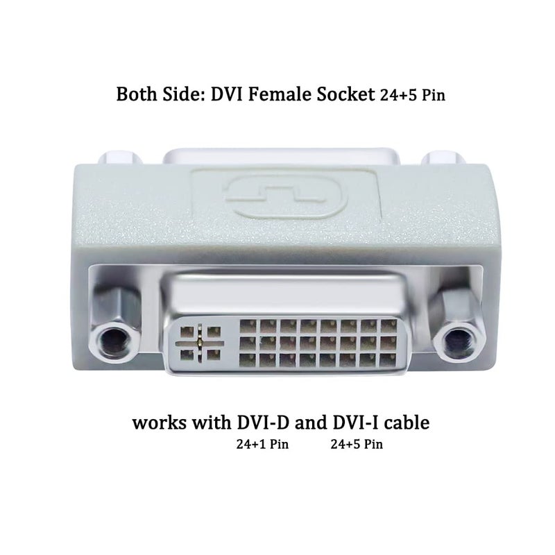 DTECH DVI Adapter Female to Female DVI-I to DVI-I Coupler to Extend Monitor Cable Compatible with PC Desktop Computer Monitor Projector - Image 2