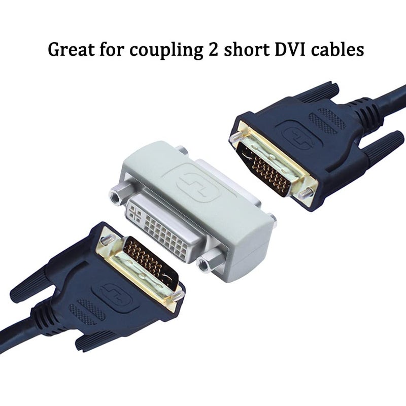 DTECH DVI Adapter Female to Female DVI-I to DVI-I Coupler to Extend Monitor Cable Compatible with PC Desktop Computer Monitor Projector - Image 3