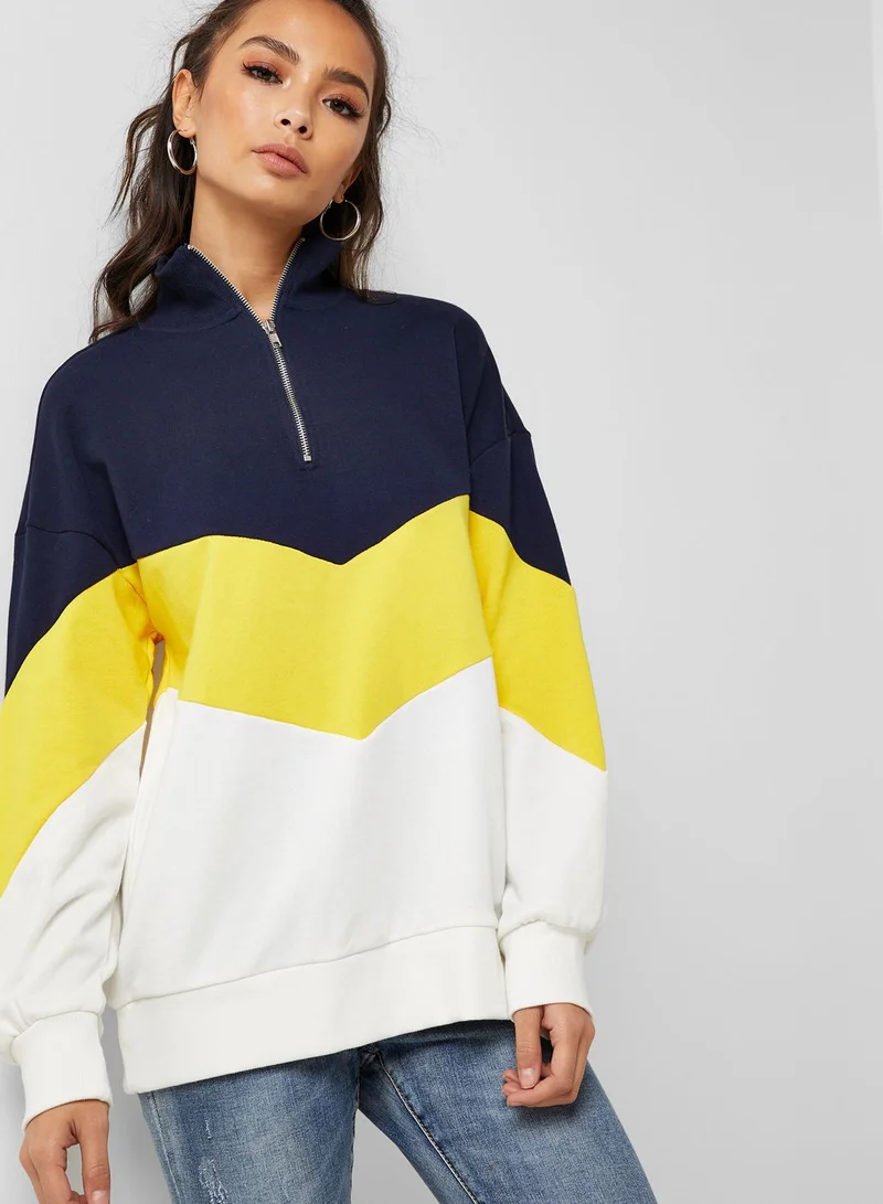 FOREVER 21 Colorblock Chevron Sweatshirt