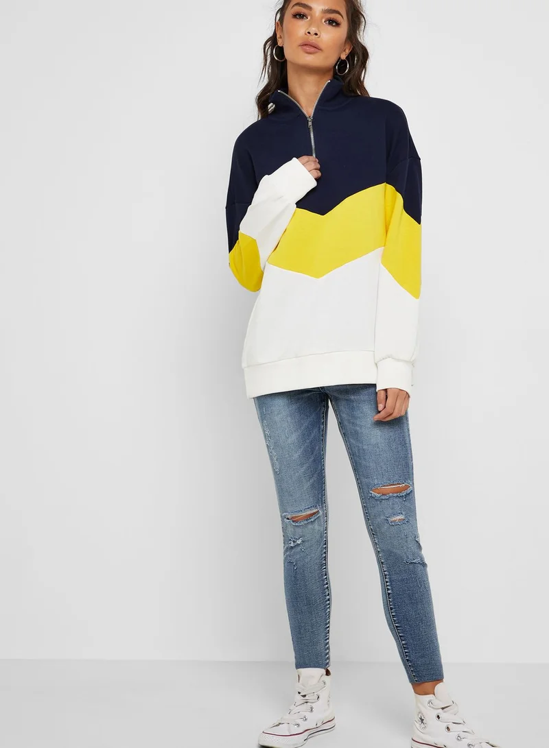 FOREVER 21 Colorblock Chevron Sweatshirt