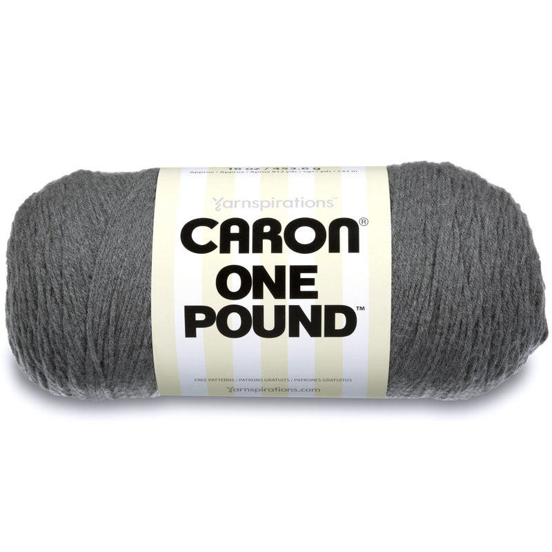 Caron One Pound Solids Yarn 16oz Gauge 4 Medium 100 Acrylic  Medium Grey Mix For Crochet Knitting  Crafting  1 Piece