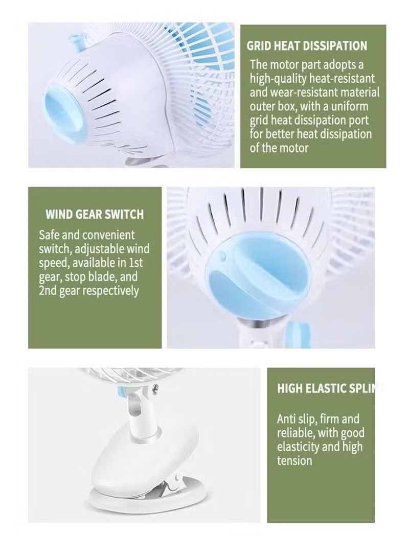 TIGER New Portable 3-Gears Rechargeable Desktop Fan – Low Noise Cooling Circulator with Handheld, Clip-On & Table Modes, USB Powered, Ideal for Office, Camping, Travel, or Home Use - Image 4