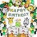 SKEFOLI Safari Birthday Decorations 58PC Wild Jungle Theme Party Supply Animal Balloon Garland Kit Baby Shower Decor for Boy with Monkey Tiger Lion Zebra Reusable Balloon Happy Birthday Banner Tablecloth - Image 3