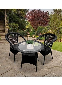 PRIME PIGEON PRIME PIGEON D8 PatioIndoor Outdoor Living Room Garden Chair Table Set 21 2 Chair 1 TableFurniture Set Coffee Chair Set Powder Coated Black 