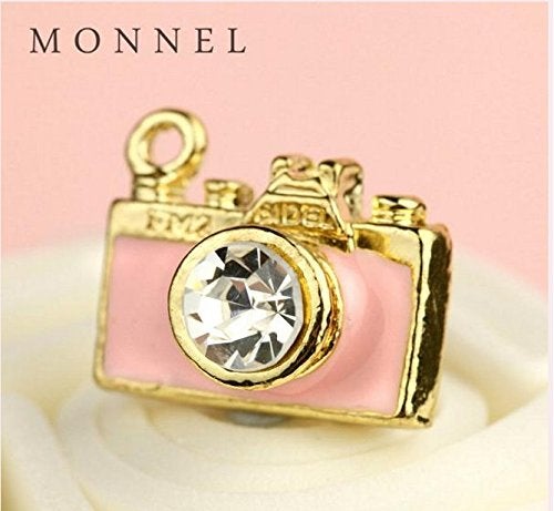 Monnel NC054 Pink 3D Crystal Camera Charm Pendant Necklace - Image 2