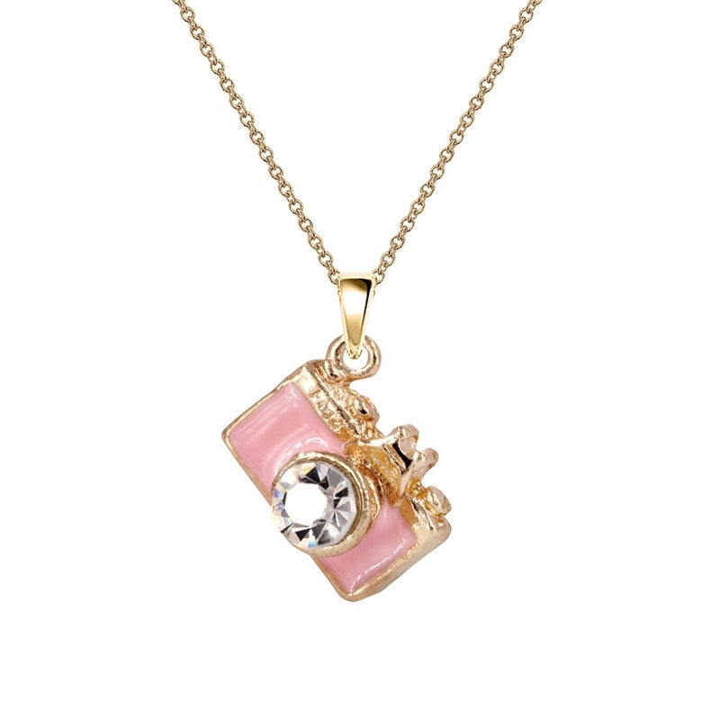 Monnel NC054 Pink 3D Crystal Camera Charm Pendant Necklace - Image 3