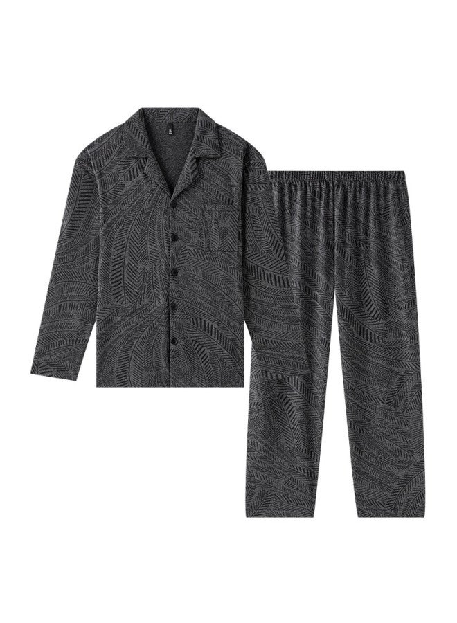 LANG SHA Langsha Men's Spring And Summer Open-front Plus Size Fat Guy Fat Guy Home Wear Set - Image 5