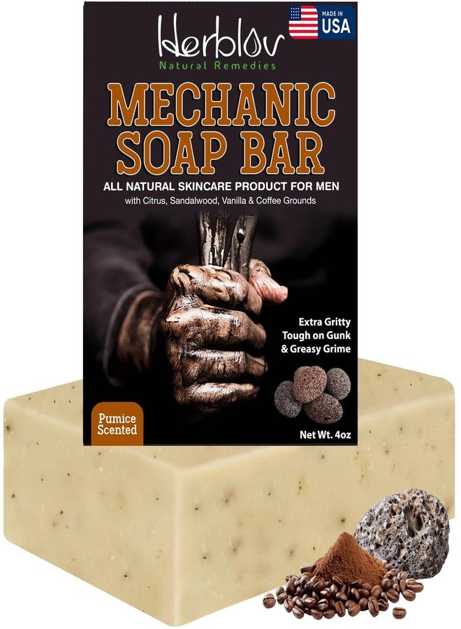 Herblov Mechanic Soap for Hands & Body - Natural Working Hand Soap Bar for Him - Heavy-Duty Extra Gritty Tough on Gunk & Greasy Grime Pumice Soap - Exfoliating Hand Cleaner for Mechanics, Made in the USA - Image 1