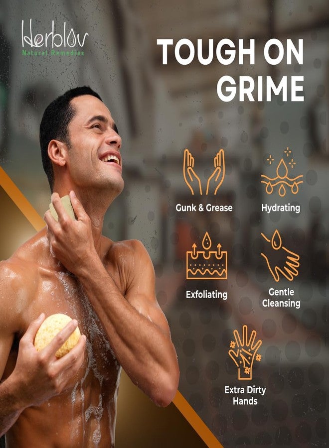 Herblov Mechanic Soap for Hands & Body - Natural Working Hand Soap Bar for Him - Heavy-Duty Extra Gritty Tough on Gunk & Greasy Grime Pumice Soap - Exfoliating Hand Cleaner for Mechanics, Made in the USA - Image 2