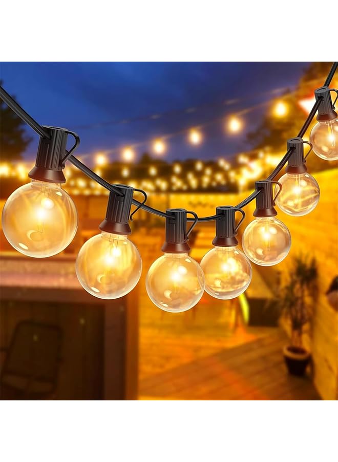 The Bros أضواء كافيه شمسية LED G40 مع 25 لمبة بلاستيكية للبرجولا، الفناء، الحديقة، الزفاف، الحفلة، الشرفة - Image 1