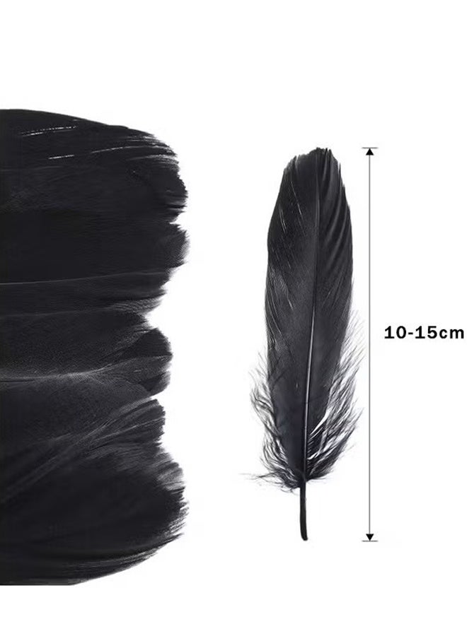 هابي دي 100 قطعة ريشة سوداء، ريشة إوز طبيعية للتزيين، ريشة لتزيين الملابس والأشغال اليدوية والمهرجانات (أسود) - Image 2