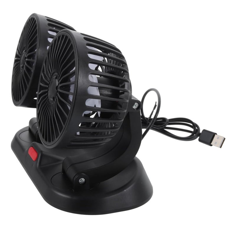 Double Head Mini Car Fan Portable 360 Degree Rotatable Air Circulator 1 Item - Image 1