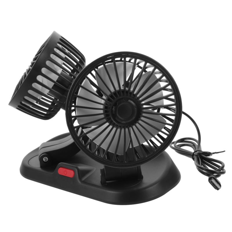 Double Head Mini Car Fan Portable 360 Degree Rotatable Air Circulator 1 Item - Image 3