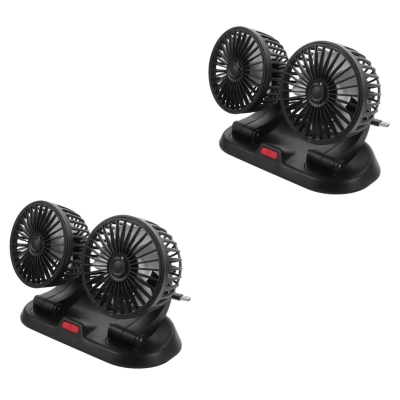 Double Head Mini Car Fan Portable 360 Degree Rotatable Air Circulator 1 Item - Image 2