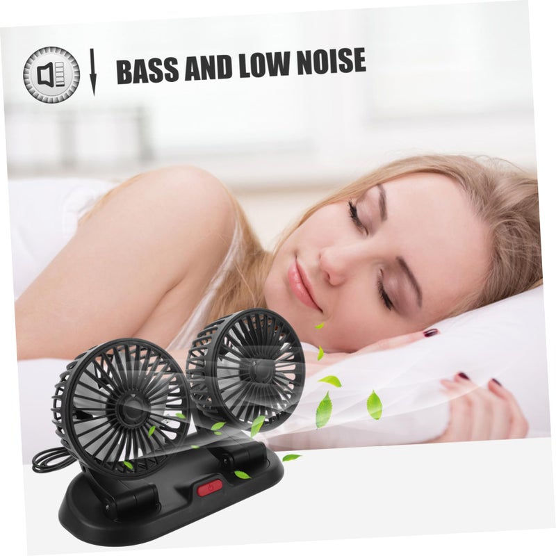 Double Head Mini Car Fan Portable 360 Degree Rotatable Air Circulator 1 Item - Image 4