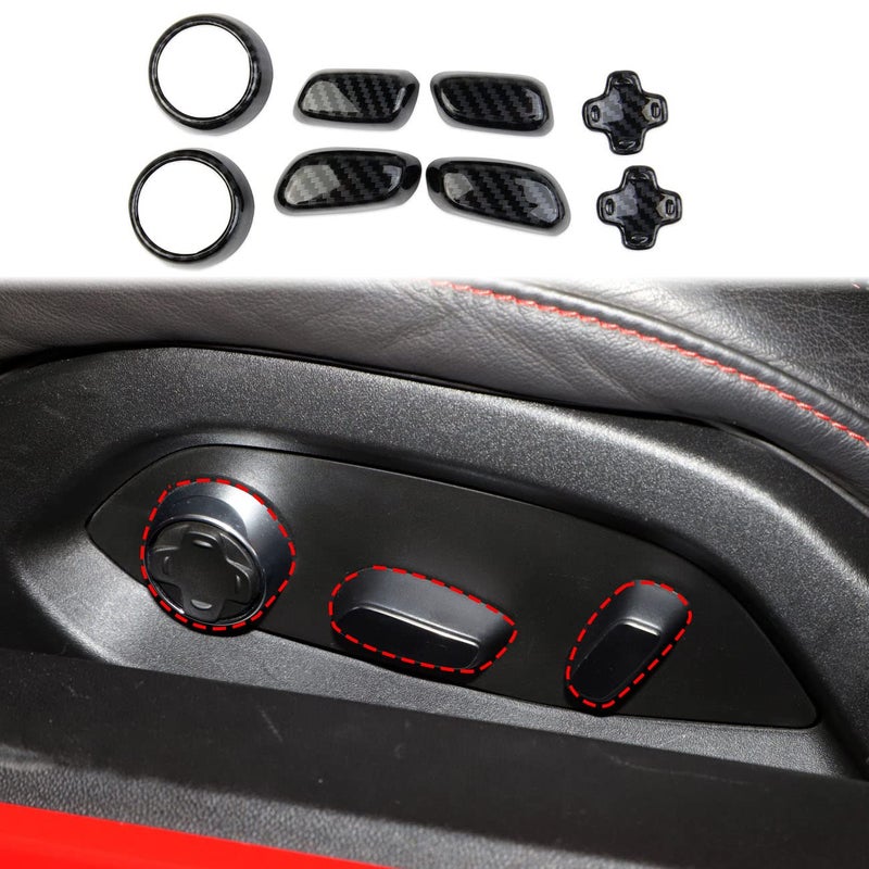 crosselec Carbon Fiber Seat Adjustment Button Cover Trim for Chevrolet Corvette C8 20202025