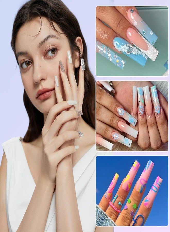 LIONVISON 500PCS No C Curve Nail Tips, Long Square Half Cover Artificial Nails, 10 Sizes Straight French Clear Fake Tips for Acrylic Professional Nail Art Salon - Image 2
