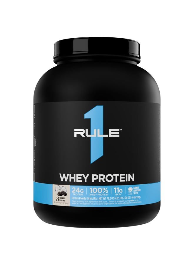 RULE 1 Rule1 1 Whey Blend 100% Protein Powder Cookies & Cream | 24g Protein| 5.5g BCAAs| 68 Servings| 4.95 Lbs (2.24 kg) - Image 1