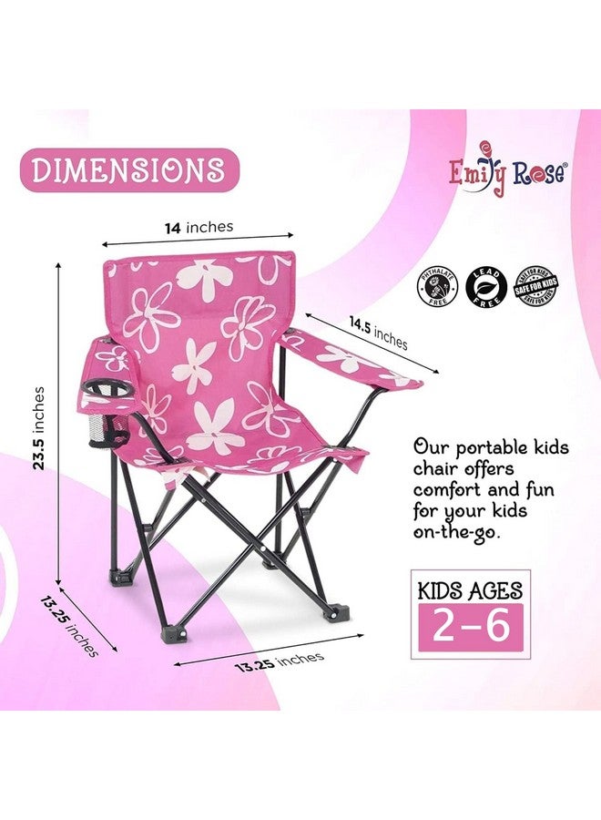 Emily Rose Kids Folding Chair | USA Company | Pink Kid Beach Chair with Safety Lock- Camping Chair for Girls Toddler with Cup Holder & Carry Case- Tailgate, Travel, Beach, Lawn- for Indoor & Outdoor - Image 2