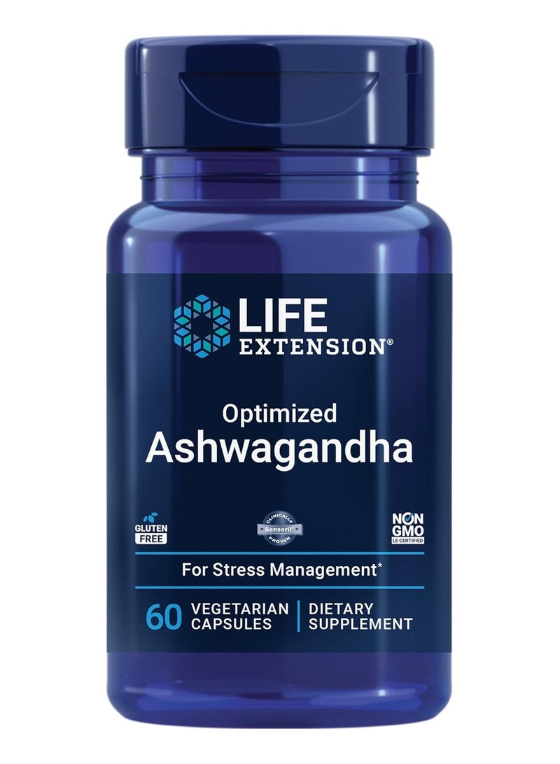Life Extension Optimized Ashwagandha - 60 Vegetarian Capsules (125 mg per Capsule) - Image 1