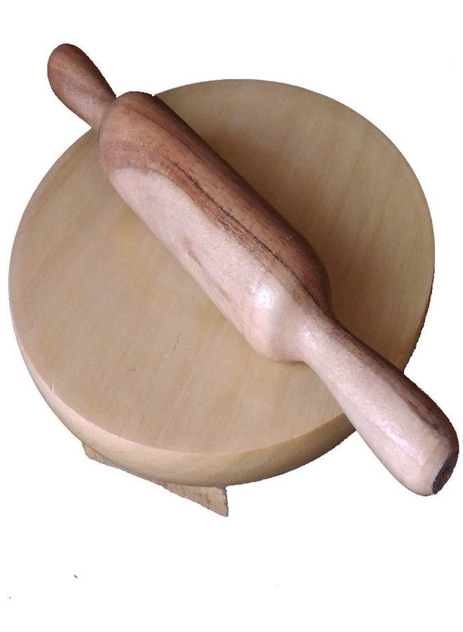 SHOPINGTRADE Wooden Chakla Belan Combo Set for Kitchen (Wooden chakla 9 inch, 12 inch belan) - Image 2