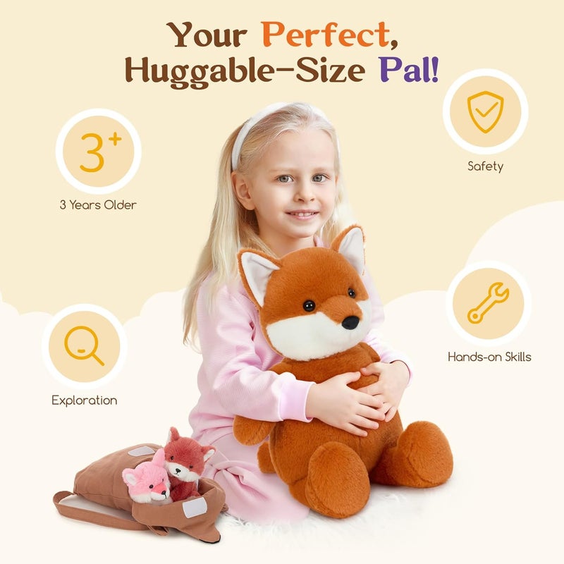 MorisMos Fox Cuddly Toy XXL with Baby Shoulder Bag, Children's Girls Gift - Image 4