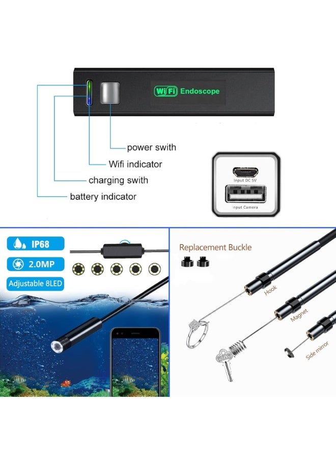 ASIV HD Wireless WiFi Smartphone Endoscope (New Platform) - F150 5M Hard, Suitable for Automotive Lenses, Industrial Pipeline Cameras, Inspection Mirrors - Image 5