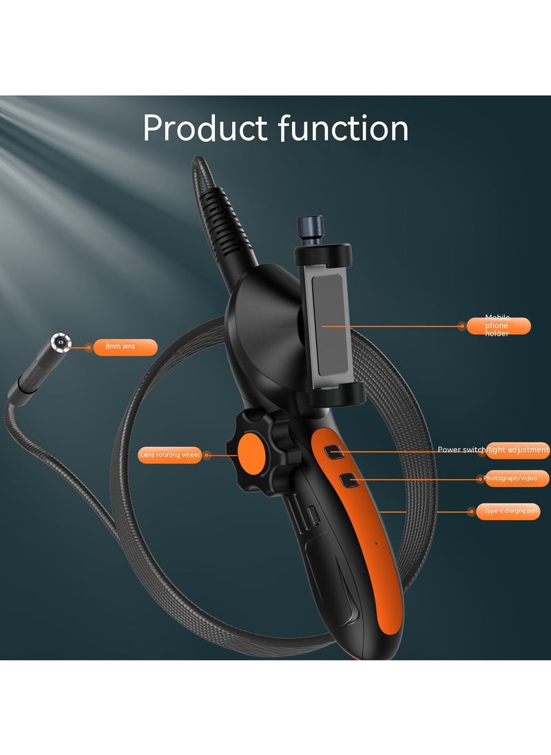 ASIV - Wifi Borescope, Two-Way 360° Rotatable Lens, Industrial Endoscope With Articulated Snake Camera, Illuminated Video Inspection Mirror for Automobiles and Aircraft Machinery - 1.5M Hard Wire - Image 1