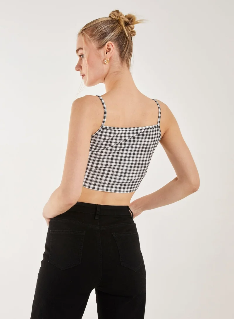 Pink Vanilla Gingham Crop Top