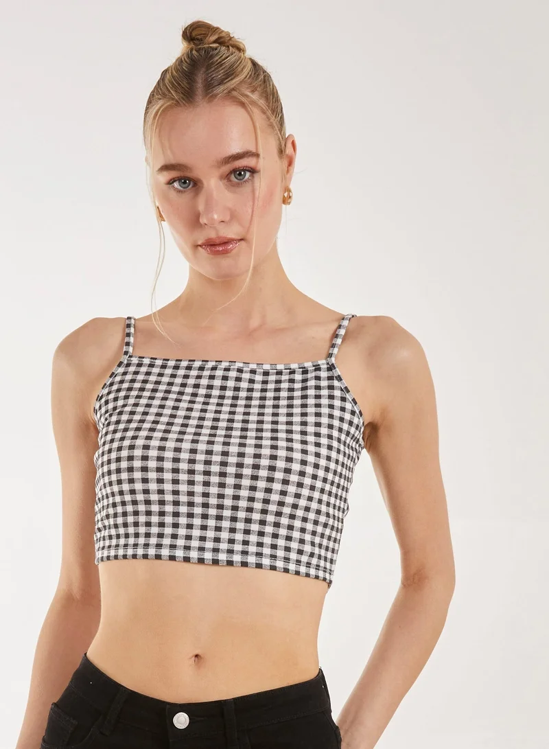 Pink Vanilla Gingham Crop Top