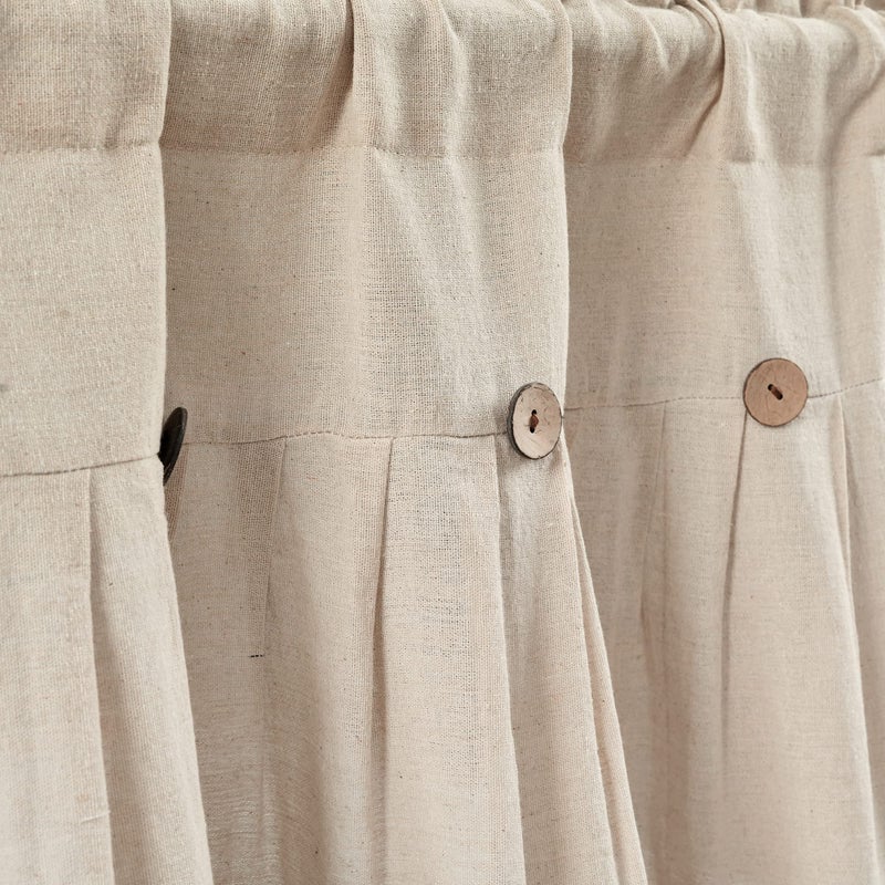 Lush Decor Linen Button Farmhouse Valance Curtians 52"W x 18"L Dark Linen - Linen Valances For Windows - Kitchen Curtains Valances - Bathroom Curtain - Image 3