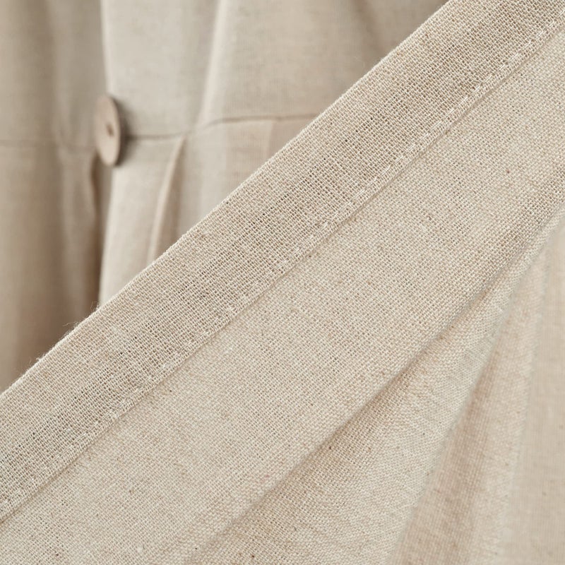 Lush Decor Linen Button Farmhouse Valance Curtians 52"W x 18"L Dark Linen - Linen Valances For Windows - Kitchen Curtains Valances - Bathroom Curtain - Image 2
