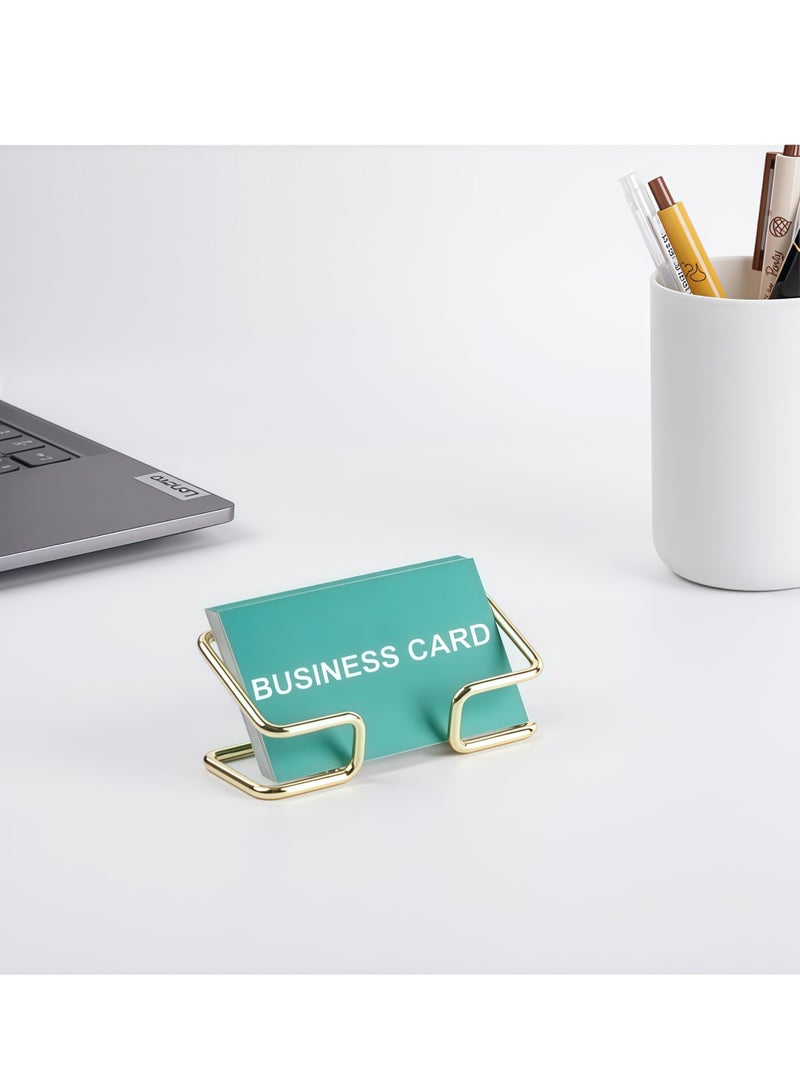 Business Card Holder for Desk, Cute Metal Card Organizers and Office Desk Accessories for Men and Women (Golden) - Image 3