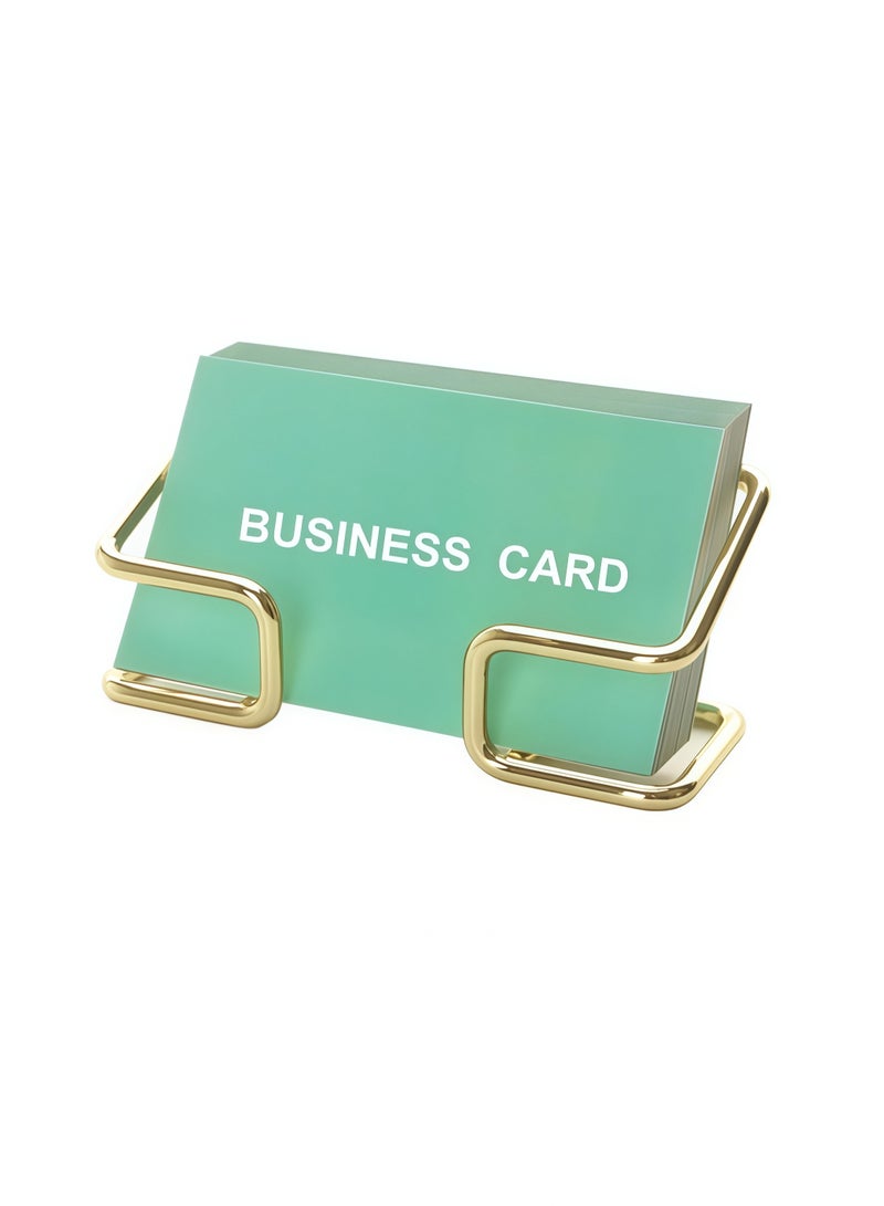 Business Card Holder for Desk, Cute Metal Card Organizers and Office Desk Accessories for Men and Women (Golden) - Image 1
