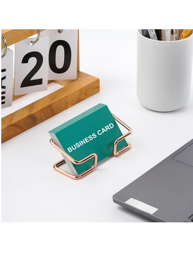 Business Card Holder for Desk, Cute Metal Card Organizers and Office Desk Accessories for Men and Women (Golden) - Image 5