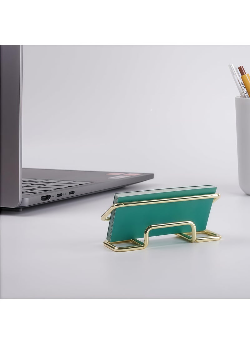 Business Card Holder for Desk, Cute Metal Card Organizers and Office Desk Accessories for Men and Women (Golden) - Image 4