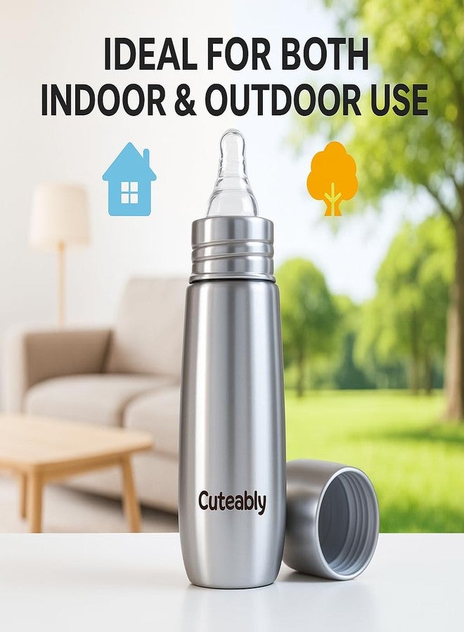 Cuteably Kids Stainless Steel BPA-Free Wide Mouth Anti-Colic Bottle | Rust-Free Baby Bottle (150 ML) - Image 4