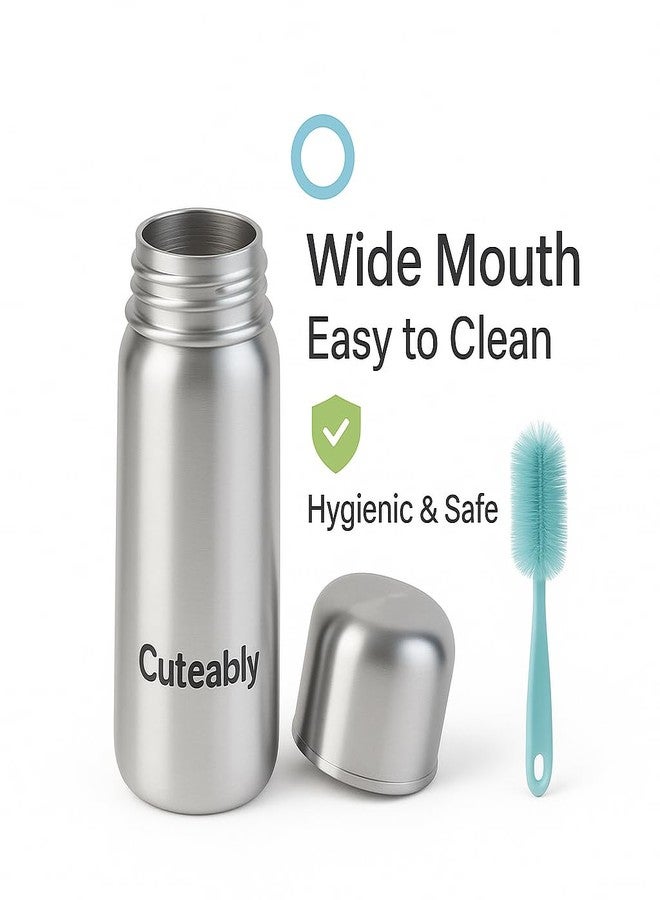 Cuteably Kids Stainless Steel BPA-Free Wide Mouth Anti-Colic Bottle | Rust-Free Baby Bottle (150 ML) - Image 3