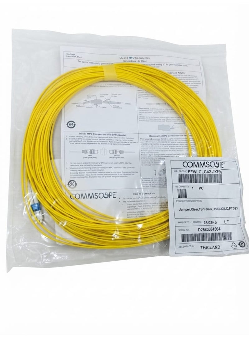 COMSCOPE FFWLCLCC42-JXF083 Fiber Optic Jumper Cable, Riser, LC-LC, 83 Feet, Yellow