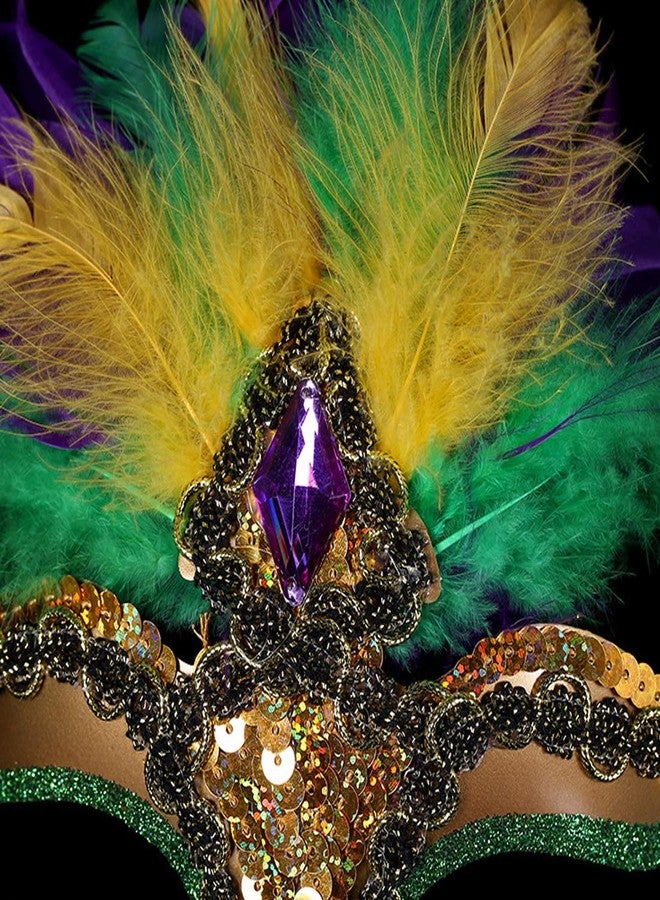 Cleacloud Mardi Gras Sequin Feathers Mask Venetian Carnival Masquerade Mask for Women Feather Decorations Halloween Party Cosplay - Image 3